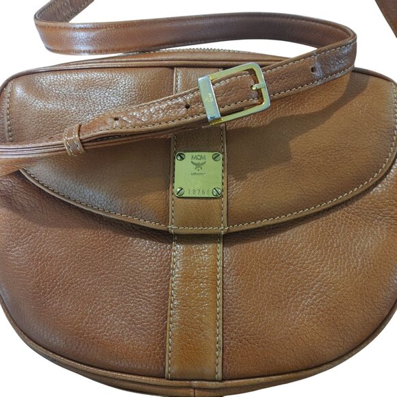 MCM  Crossbody Bag Patricia Cognac Leather Vintage Gold Hardware Parts Project - Picture 1 of 16